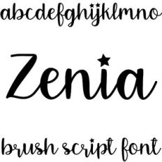 zenia brush script font