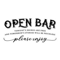 open bar wedding sign
