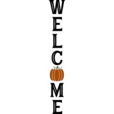 vertical fall welcome sign with pumpkin