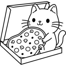 cat eating pizza