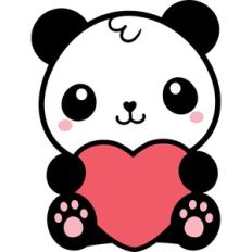 panda with heart