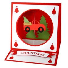 spinning christmas tree truck easel card