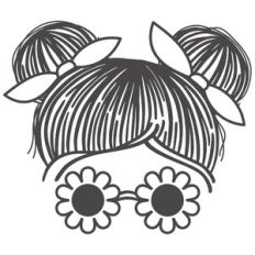 messy bun girl flower sunglasses