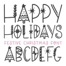 dtc happy holidays christmas doodle font