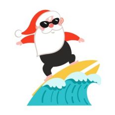 santa surfing