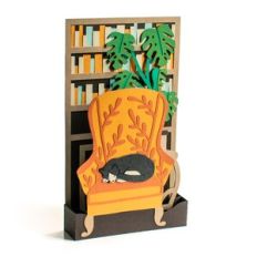 sleeping cat bookshelf box card