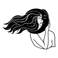 silhouette of a girl with the moon