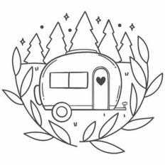 camper van floral scene