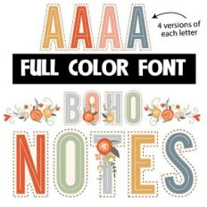boho notes color font