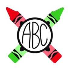 crossed crayons monogram plate
