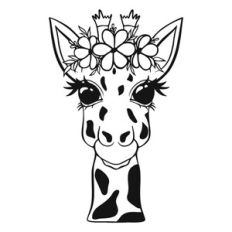 giraffe with flowers