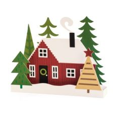 3d holiday cabin box card