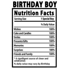 birthday boy nutrition label