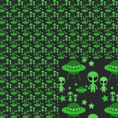 extraterrestrials in space green pattern