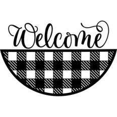 welcome with half plaid bottom for round sign