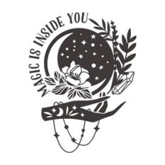 celestial magic design with moon and flower