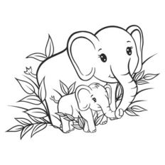 elephant mom and baby