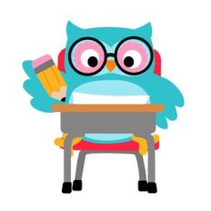 owl student at a desk