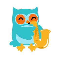 owl playing saxophone
