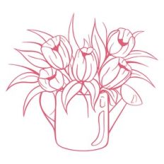 tulips in a watering can