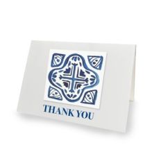 a2 blue tile thank you watercolor card