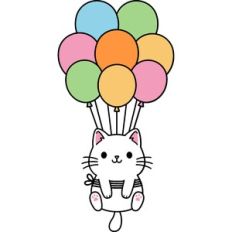 cute cat with ballons