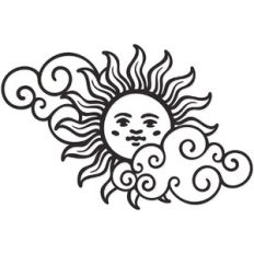 vintage cloudy sun