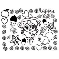 Happy Fall Coloring Page for Children