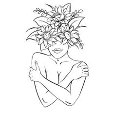 Woman with flower head