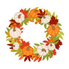 Fall Wreath with Pumpkins and Leaves