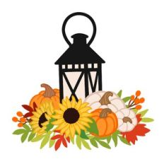 Fall Lantern with Pumpkins and Sunflowers