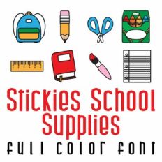 Stickies School Supplies Full Color Font