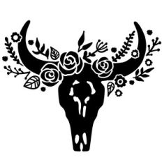 Cow Skull with Flowers