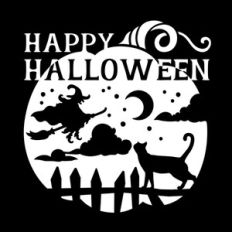 Happy Halloween with Flying Witch on A Pumpkin