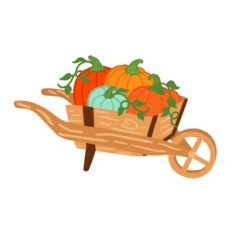 Wheelbarrow with Pumpkins