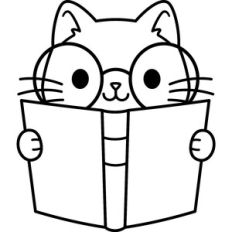 Cat reading book