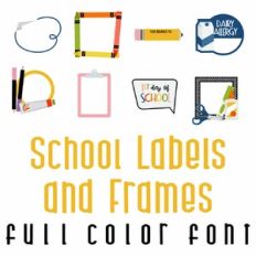 School Labels and Frames Full Color Font