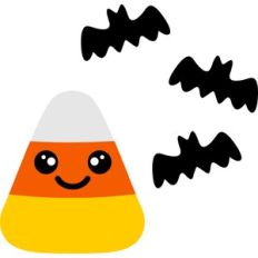 halloween candy corn and bats