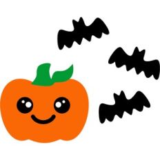 halloween pumpkin and bats