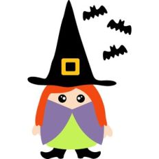 halloween witch and bats