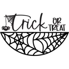 Trick Or Treat - Spider and Web Round Sign Design