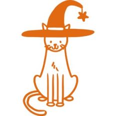 Illustrated Kitty in Witches Hat