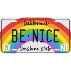 Be Nice Rainbow License Plate