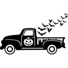 halloween truck and bats