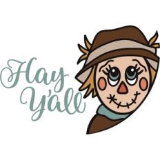 Hay Y'all - Fall Scarecrow Round Sign Design