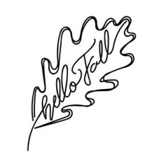 Hello Fall Leaf Line Art