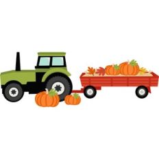 fall tractor pulling pumpkins