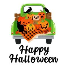 Happy Halloween Farm Truck with Pumpkins