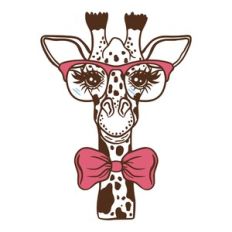 giraffe with glasses and bow