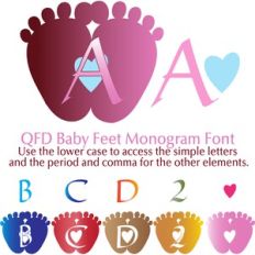 QFD Baby Feet Monogram Font